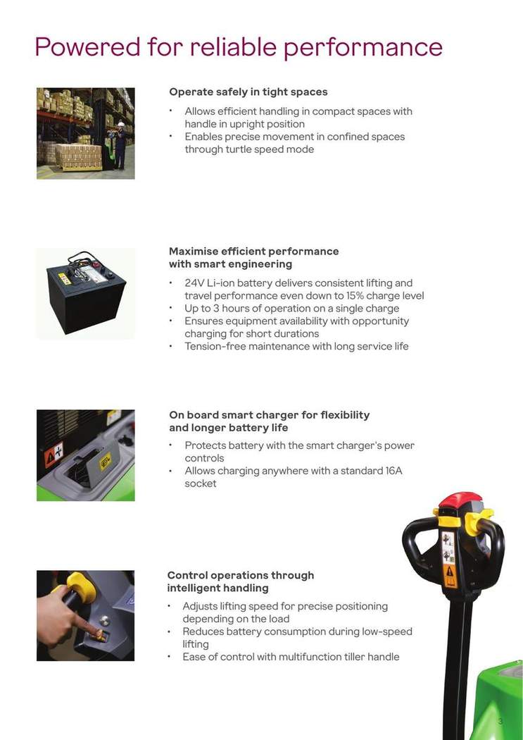 Fully Electric Stacker 1.5 Ton brochure page 3